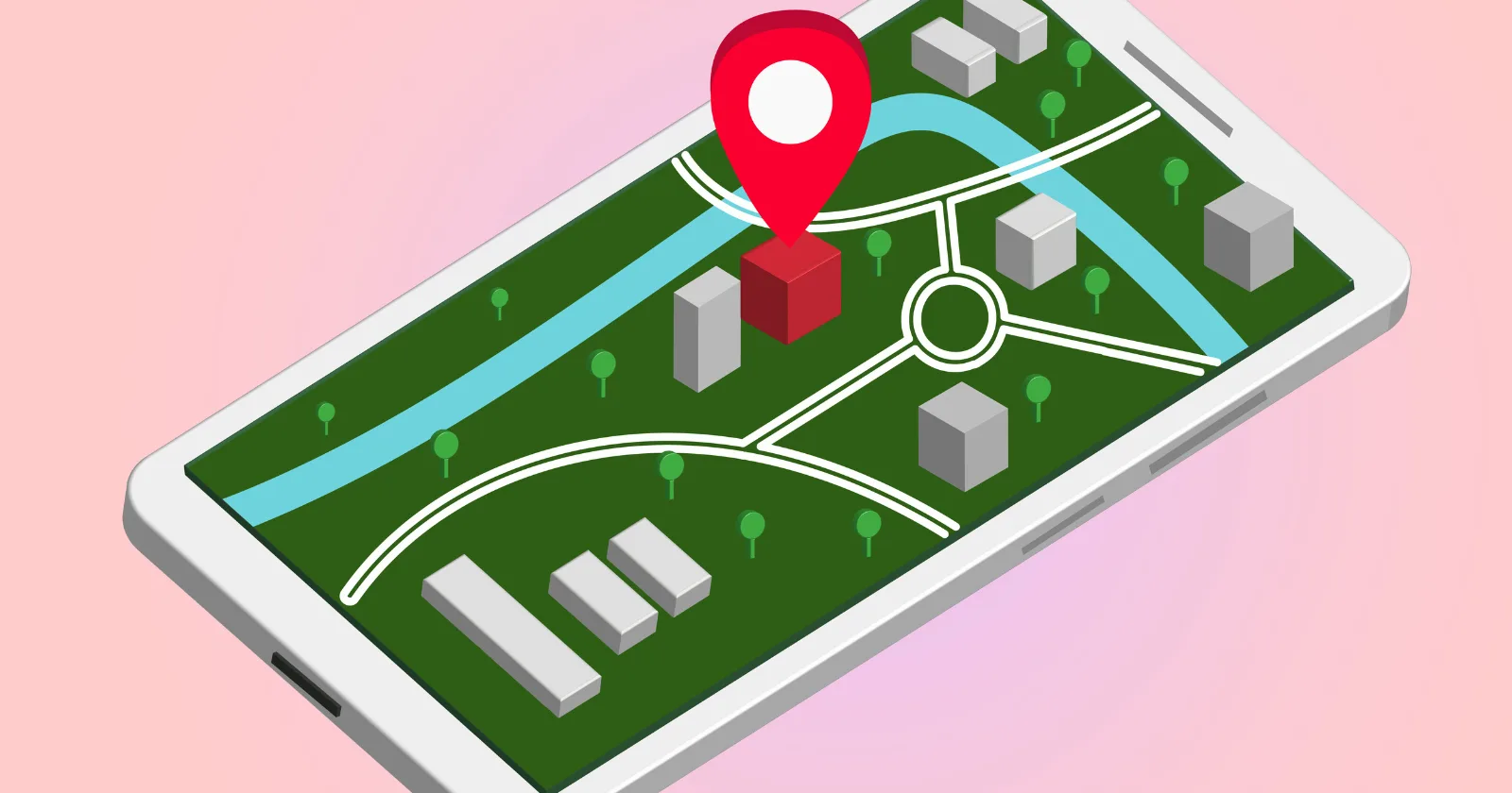 Pantalla de Apple Maps con íconos de anuncios bloqueados para servicios del hogar, crypto y fianzas