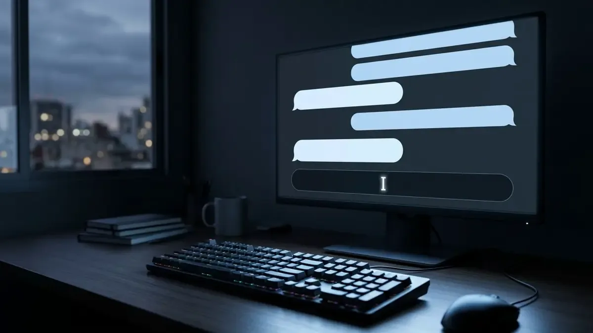 Pantalla con burbujas de conversación vacías de un asistente virtual